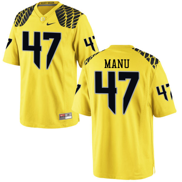 Men #47 Rex Manu Oregon Ducks College Football Jerseys-Yellow - Click Image to Close